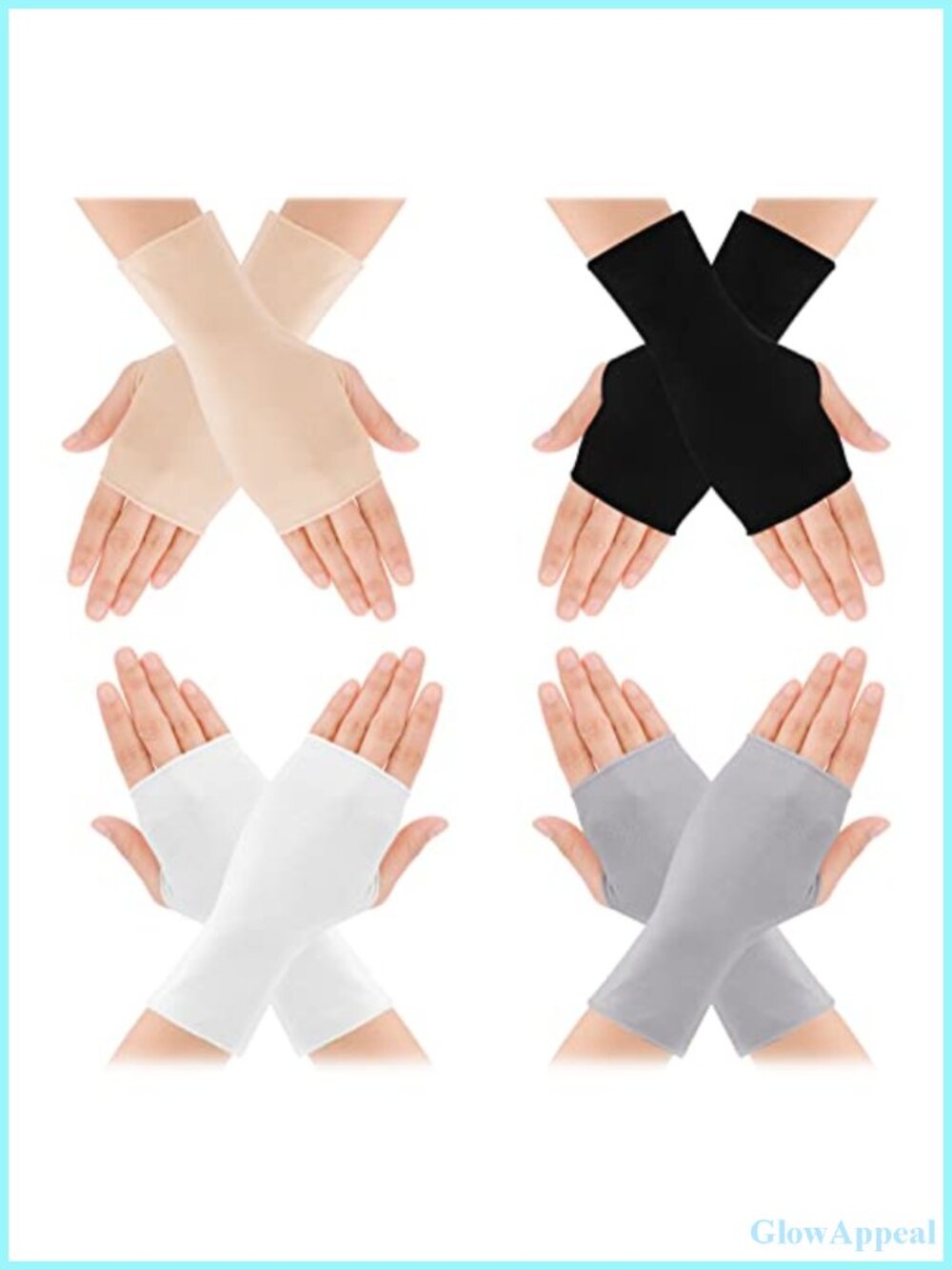 4 Pairs Sunblock Fingerless Gloves for Women UV Protection Driving Cycling
